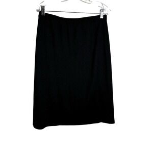 MITA Women's Black Krinkle Spun Skirt Size 12‎ Petite Knee Length Pull-On